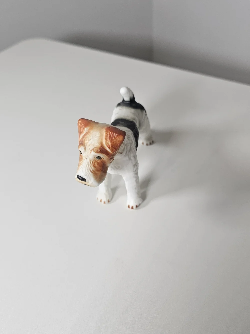 Dog Figurine Decor - White and Brown Pet Statue